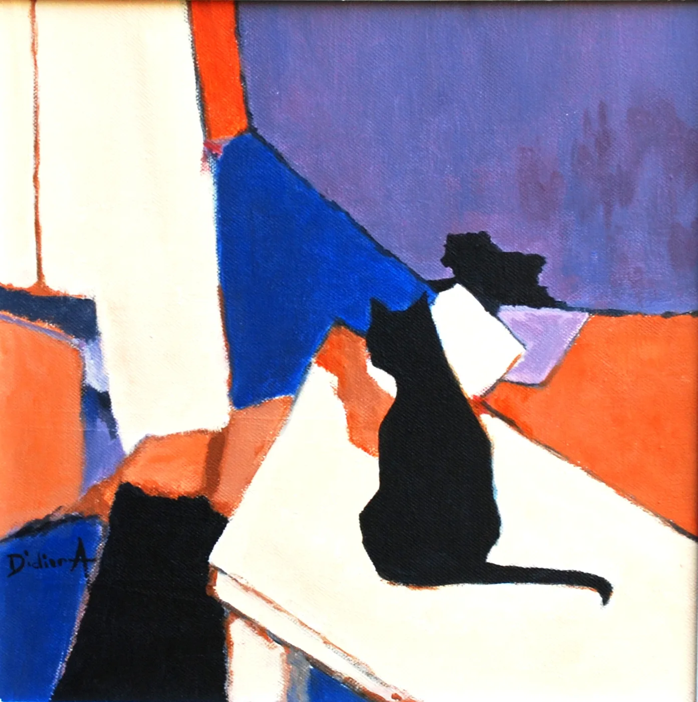 Chat dans l'atelier — œuvre de Didier Audibert