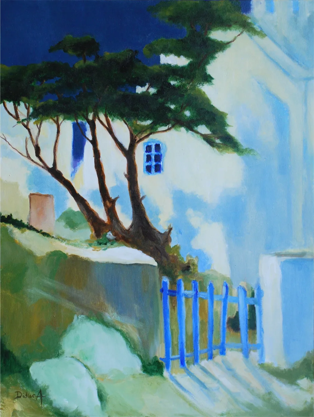 La barrière bleue — œuvre de Didier Audibert