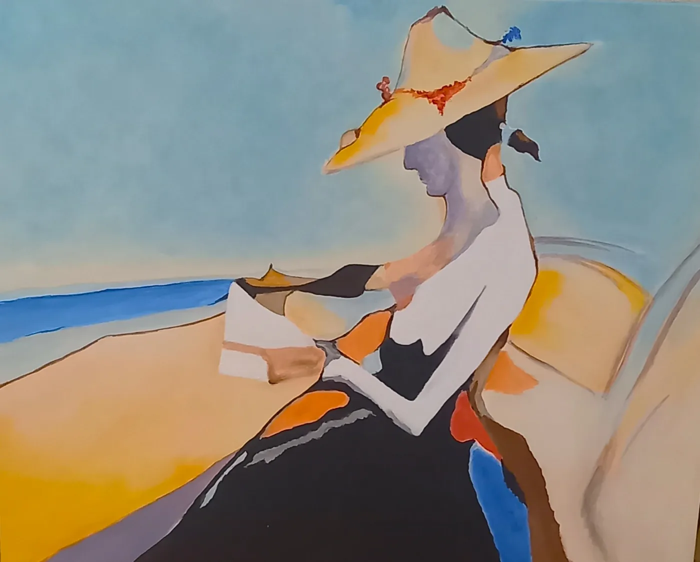 Liseuse au bord de l'eau — œuvre de Didier Audibert
